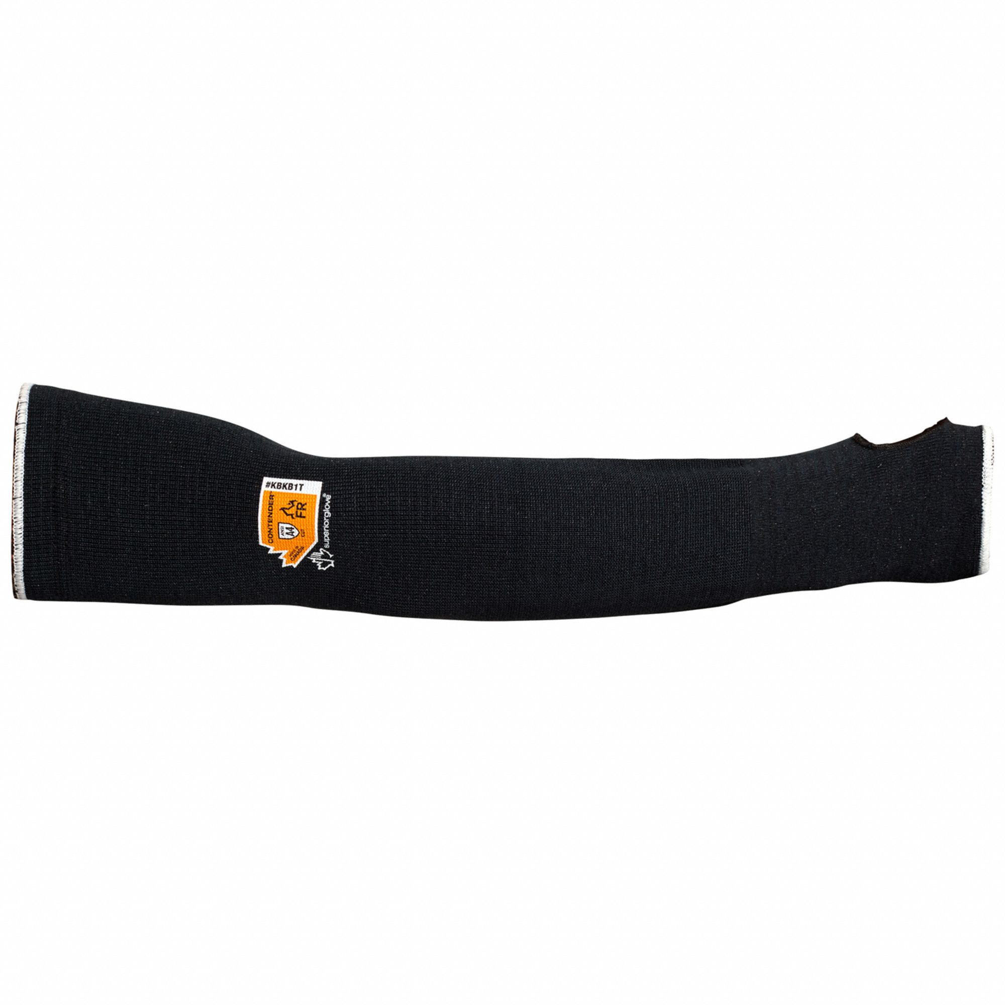 CUT/FIRE RESISTANT SLEEVE, ANSI/ISEA CUT LEVEL A4, KEVLAR, BLACK, KNIT CUFF, L