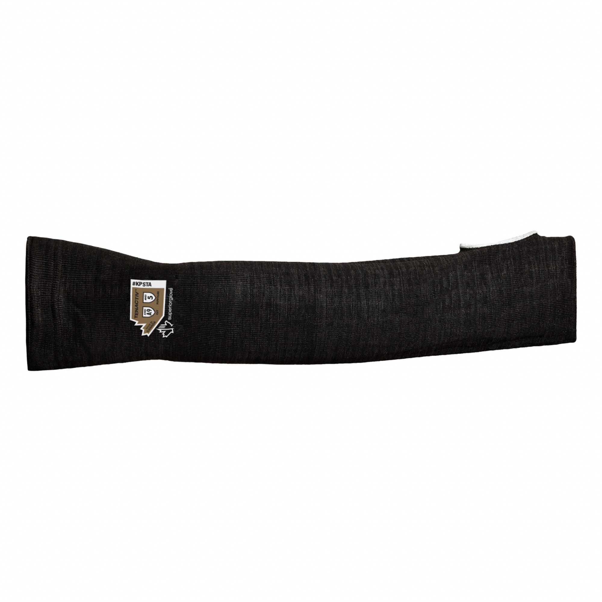 TENACTIV KPSTA18TH CUT-RESISTANT SLEEVE, BLK, L, SEAMLESS KNIT, 18 IN, ANSI A9 CUT
