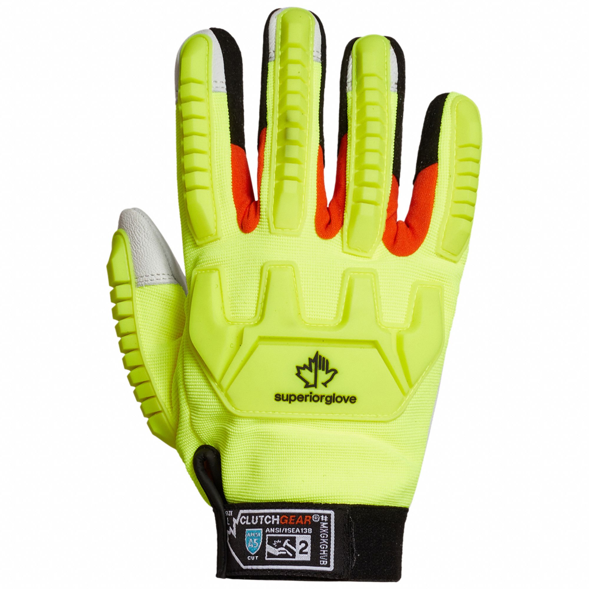CLUTCH GEAR MXGKGHVB MECHANICS GLOVES, YELLOW, XL, LEATHER, GOATSKIN