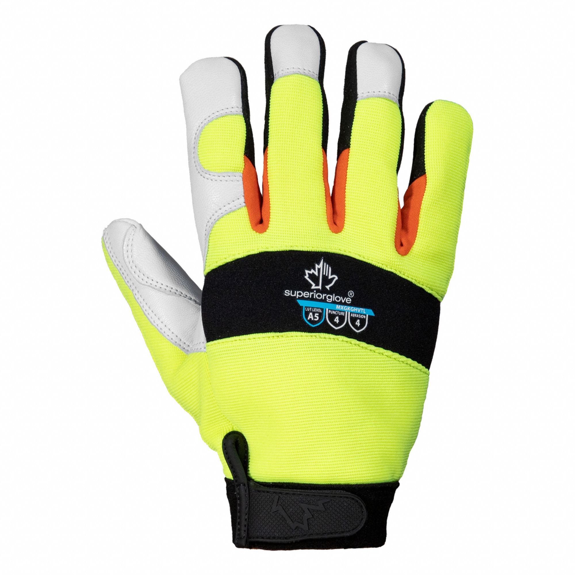 CLUTCH GEAR MXGKGHVTL MECHANICS GLOVES, YELLOW, XL, LEATHER, GOATSKIN, ELASTIC CUFF