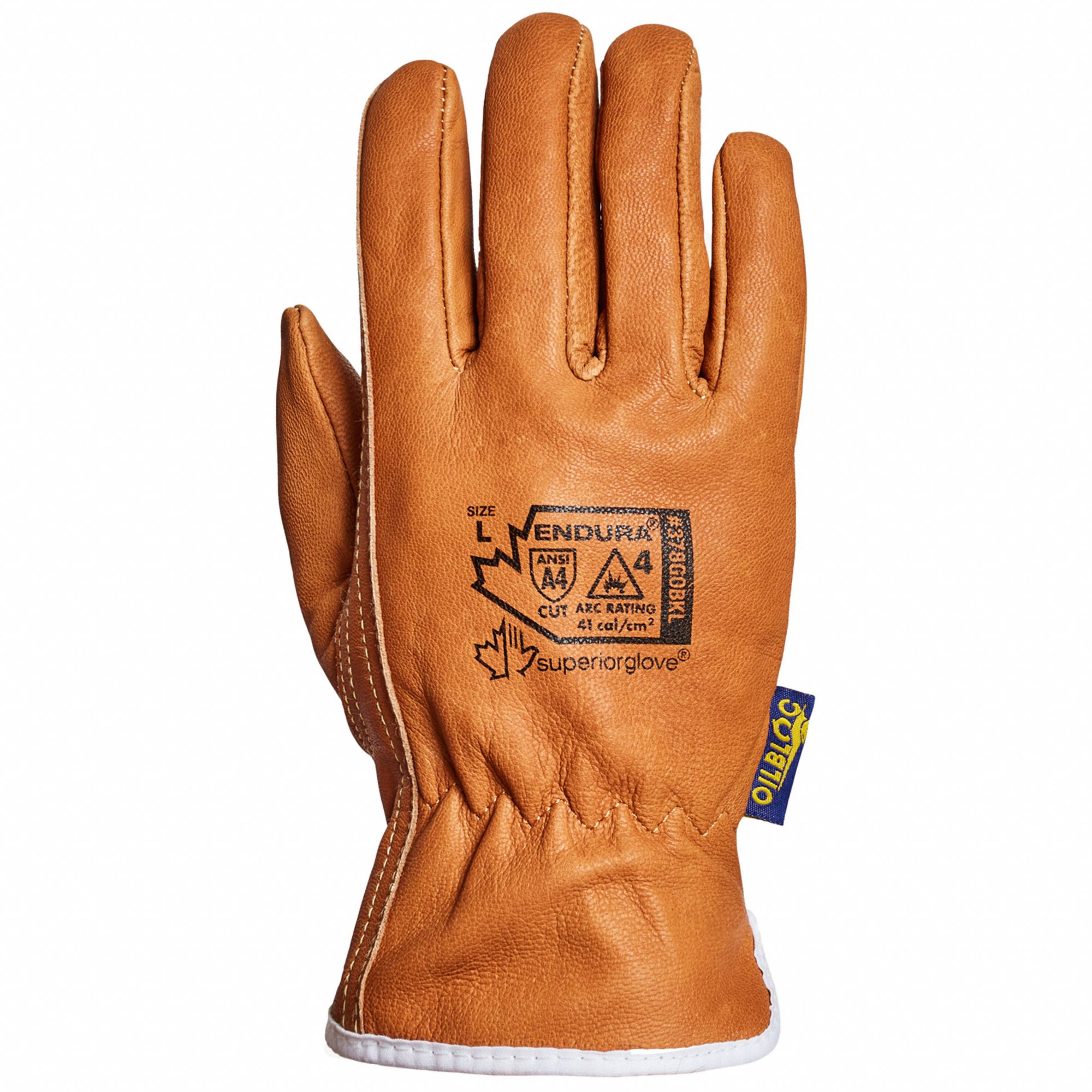 ENDURA 378GOBKL GANTS RÉSISTANTS AUX ÉCLAIRS D'ARC,JAUNE,TP,CUIR,MANCHETTE DE SÉCURITÉ