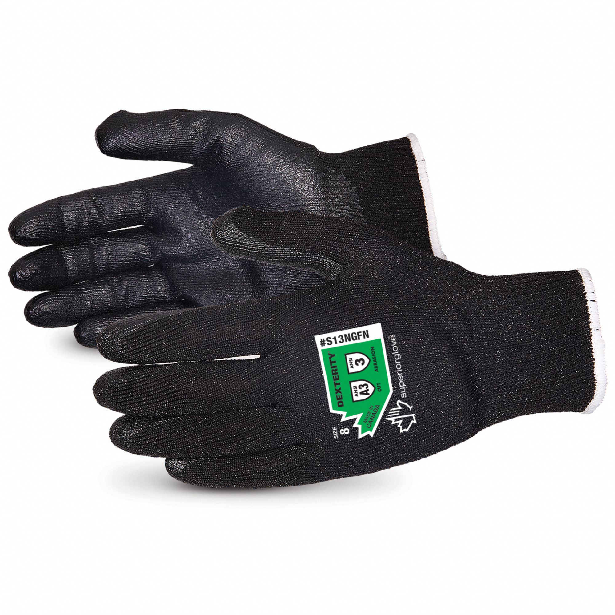 CUT-RESISTANT GLOVES, L, BLACK, 9¾ IN, 13 GA, COMPOSITE FILAMENT FIBRE