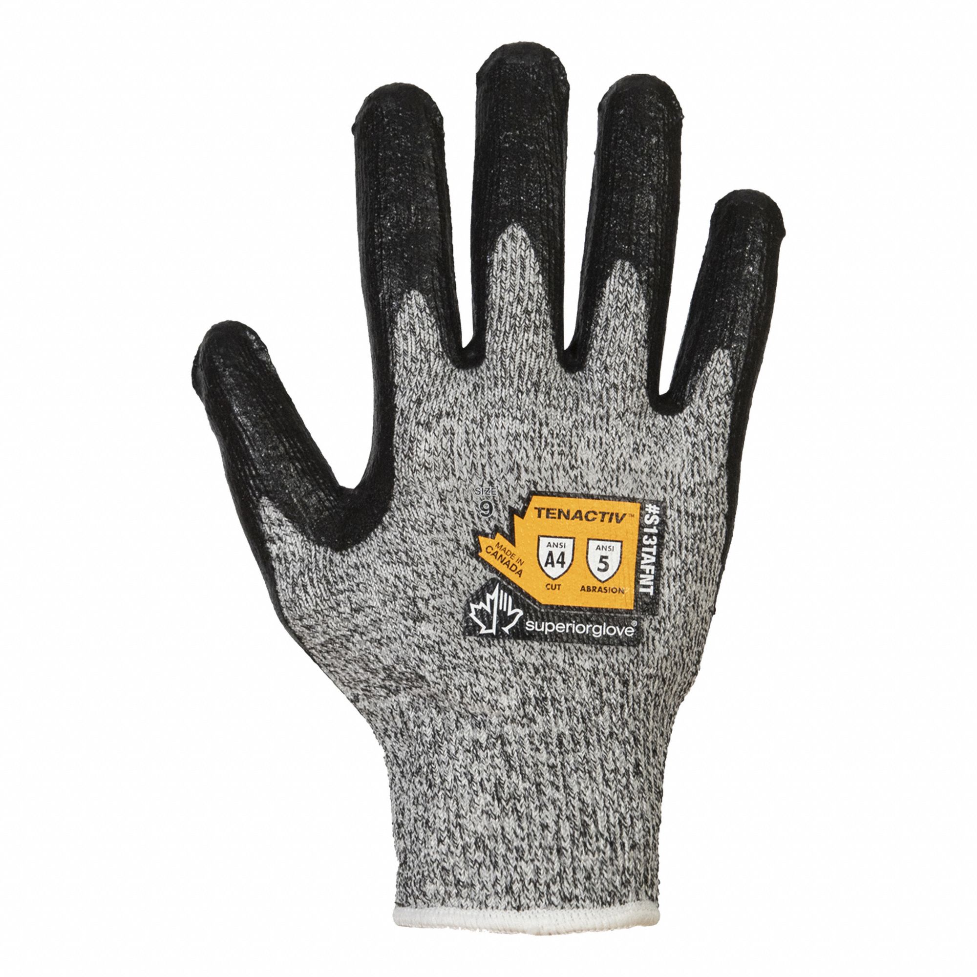 CUT-RESISTANT GLOVES, L, 9, ANSI/ISEA ABRASION LEVEL 4, NITRILE, FOAM TOUCHSCREEN