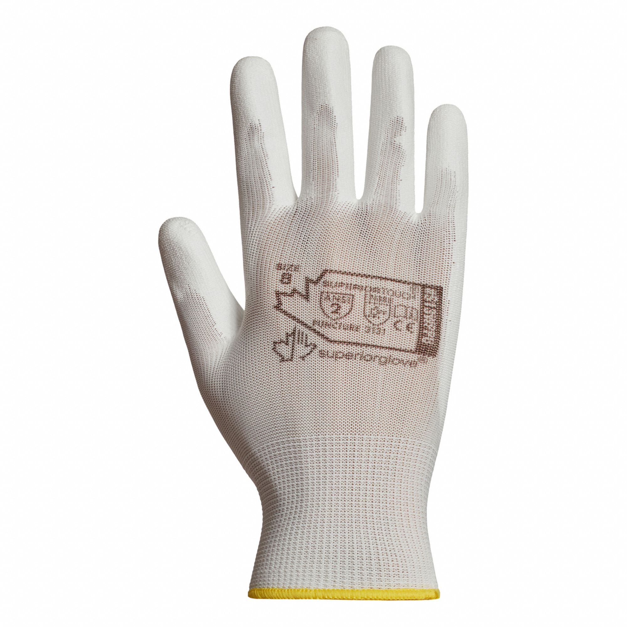SUPERIOR TOUCH S13WPPU GLOVES, WHT, 2XL/11, NYLON, ANSI/ISEA ABRASION 3/PUNCTURE 2