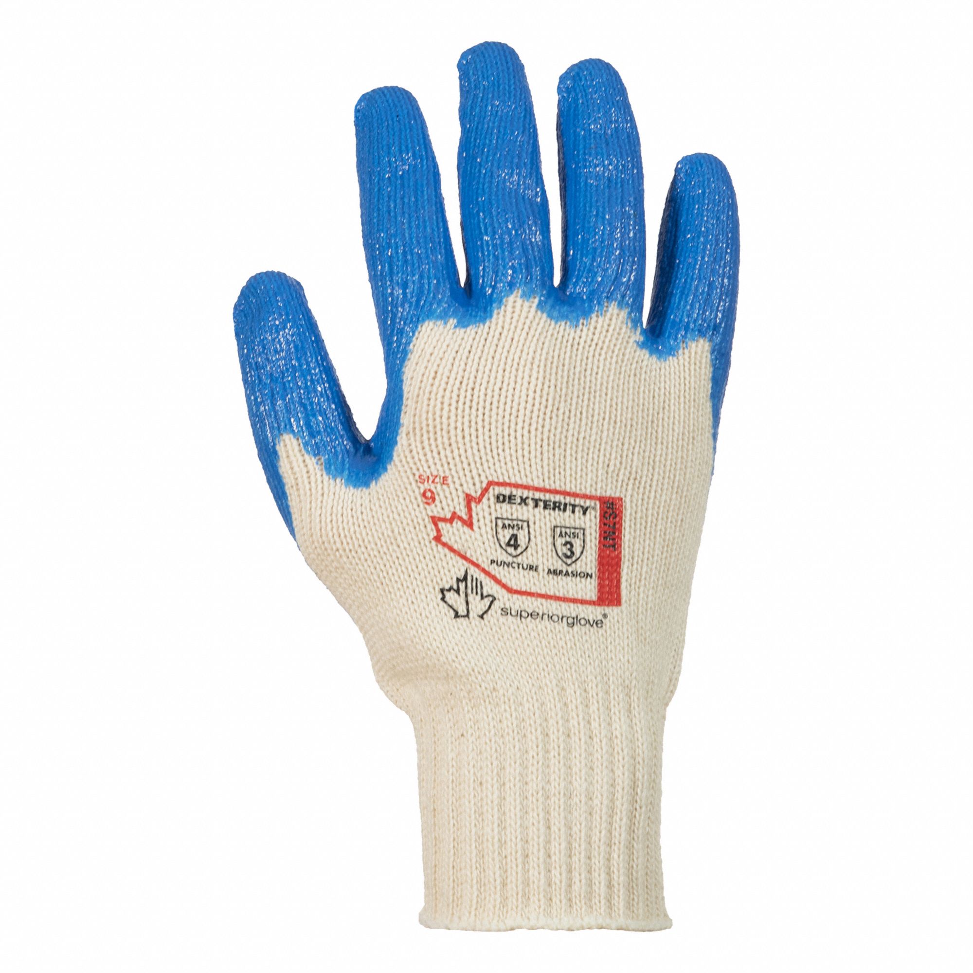 GANTS ENDUITS, P(7), RUGUEUX, NITRILE, ¾ TREMPÉ, RÉSISTANCE À L'ABRASION NIVEAU 3 ANSI, 12 PQ
