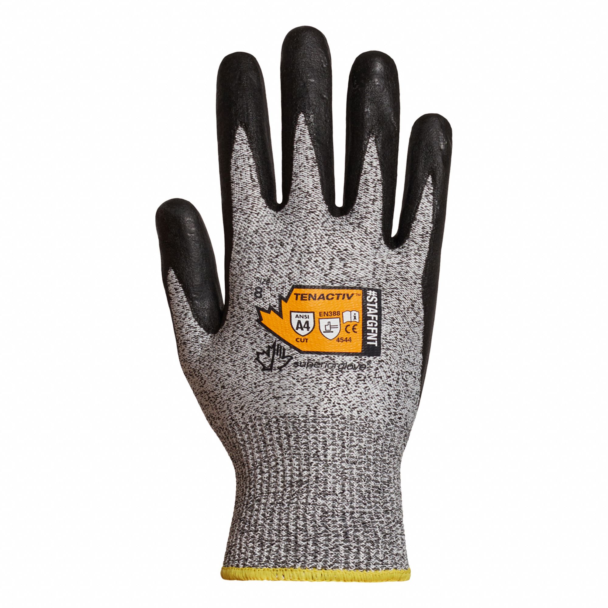 CUT-RESISTANT GLOVES, 2XS, 5, ANSI/ISEA ABRASION LEVEL 4, KNIT CUFF, NITRILE, TOUCHSCREEN