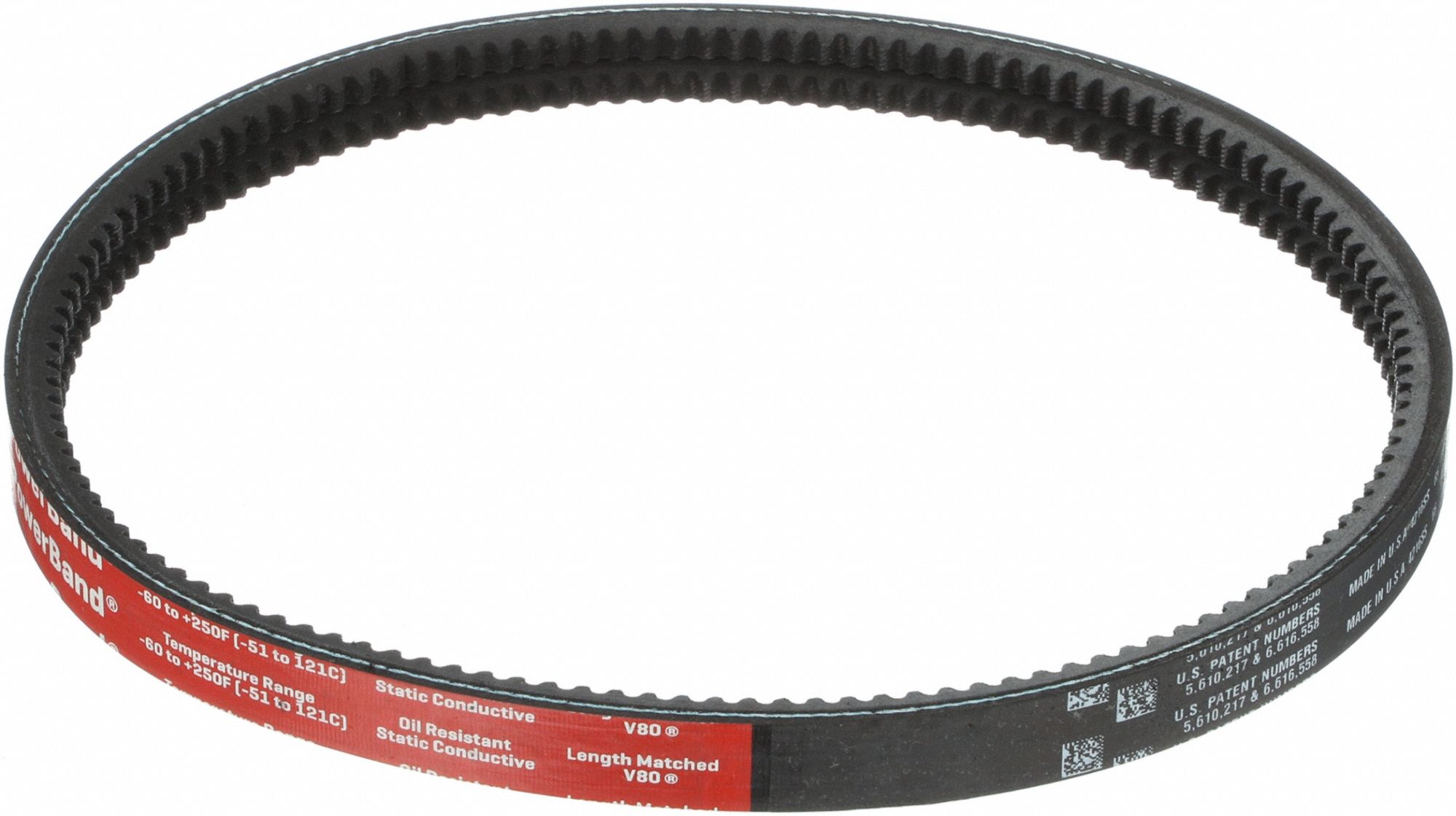 Banded Cogged V-Belt: 3VX1000, 2 Ribs, 100 in Outside Lg, 25/32 in Top Wd, 21/64 in Thick