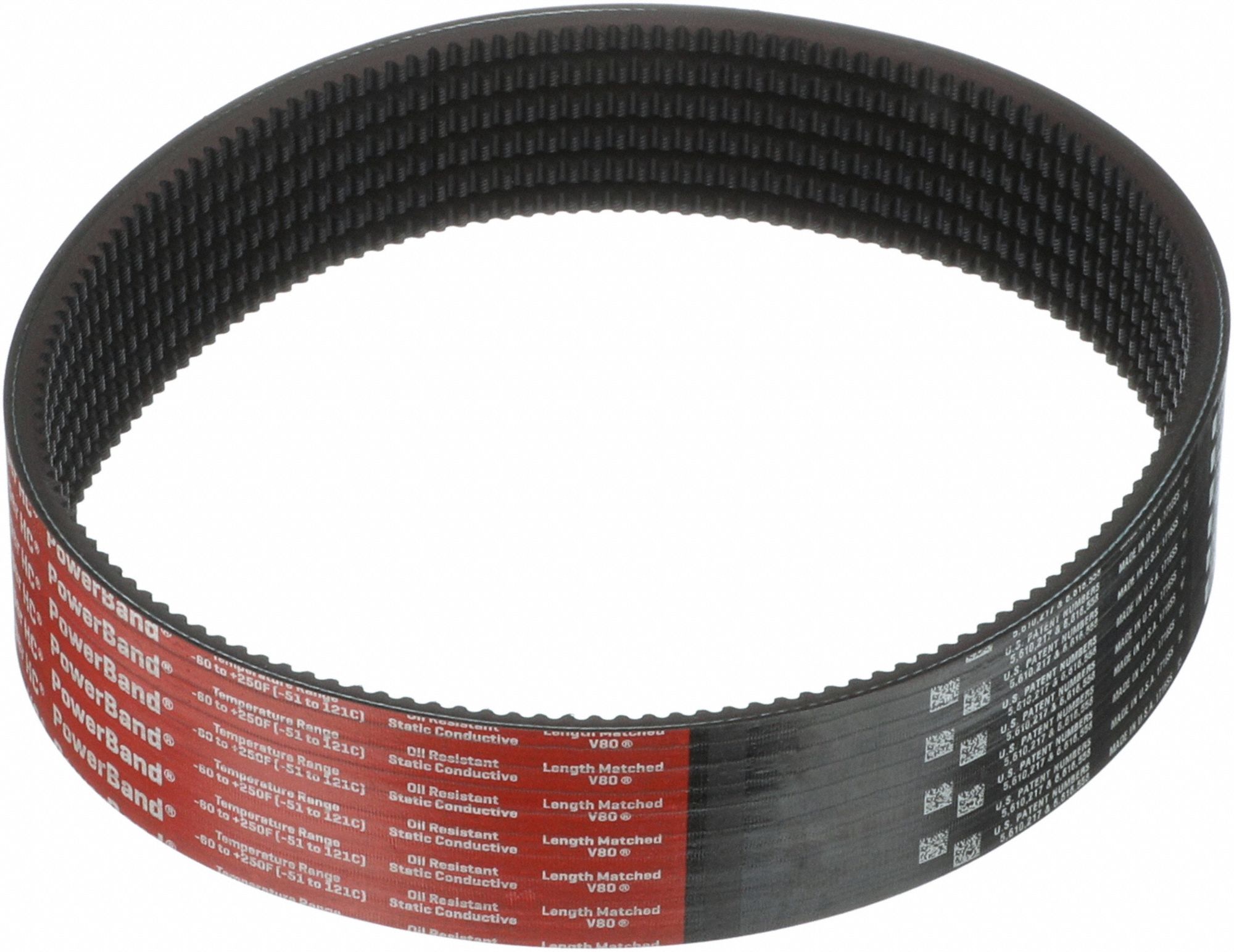 Banded Cogged V-Belt: 3VX1000, 6 Ribs, 100 in Outside Lg, 2 13/32 in Top Wd, 21/64 in Thick