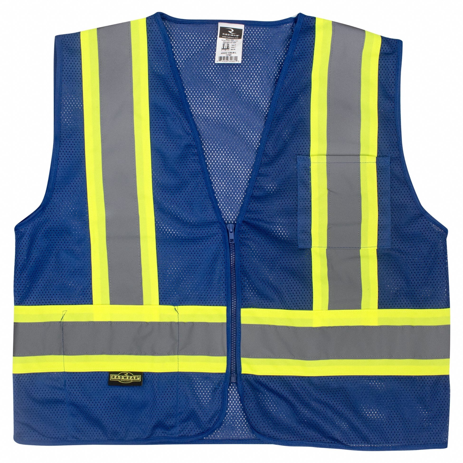 Mesh Vest Blue 2 Pockets Class 1 XL