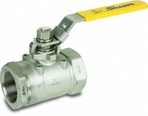 Manual Two-Way Ball Valve: 1 1/2 in, Stainless Steel, Straight Valve Body, FNPT x FNPT