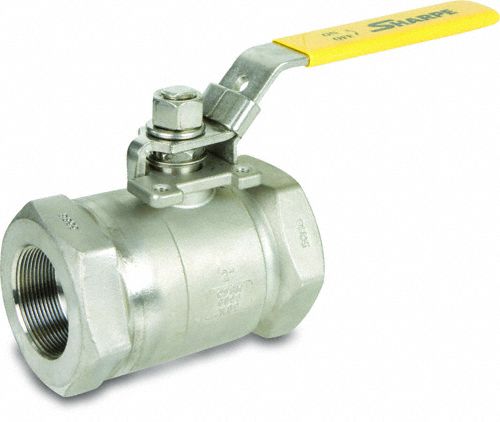 Manual Two-Way Ball Valve: 1 1/2 in, Stainless Steel, Straight Valve Body, FNPT x FNPT