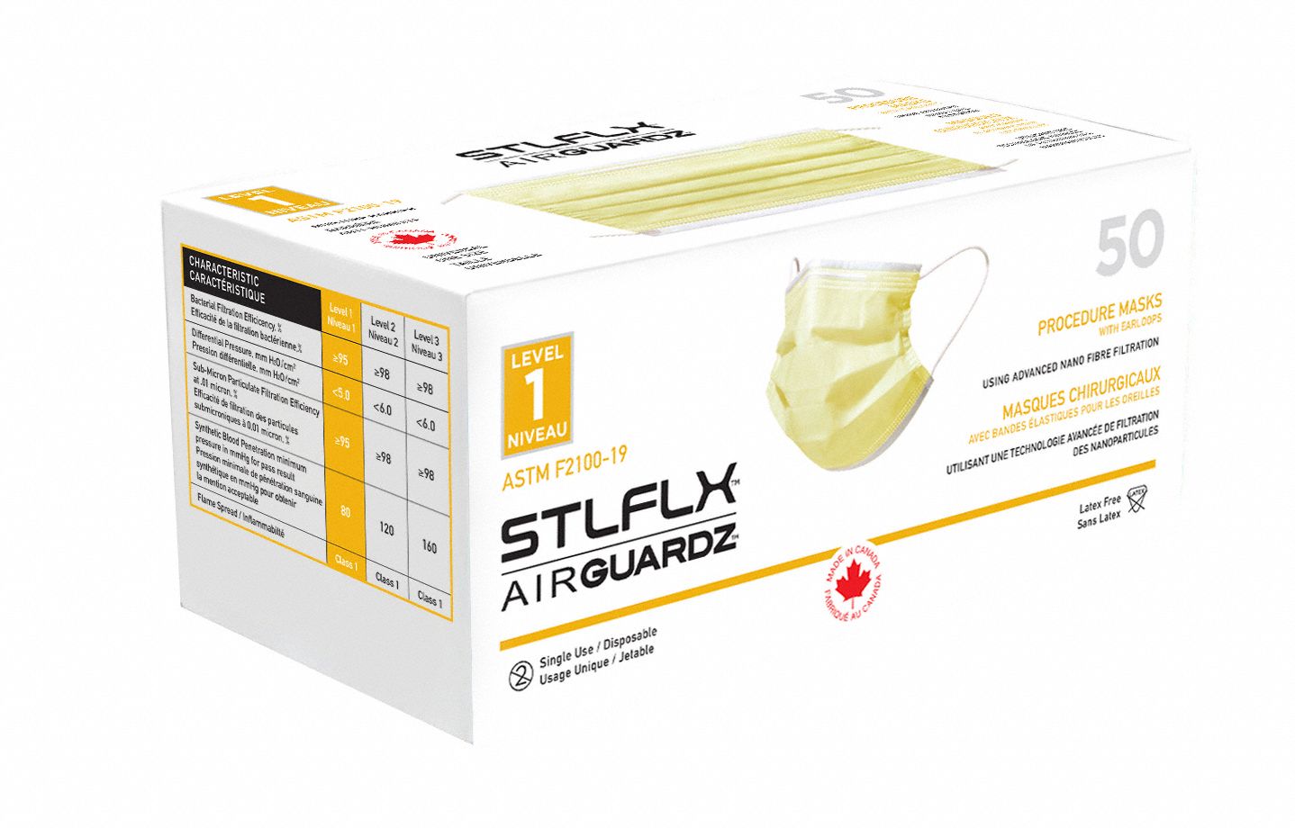MASQUE D'INTERVENTION, PP/AL, 3 ÉPAISSEURS, À USAGE UNIQUE, 80 MM HG, ASTM F2100 NIVEAU 1