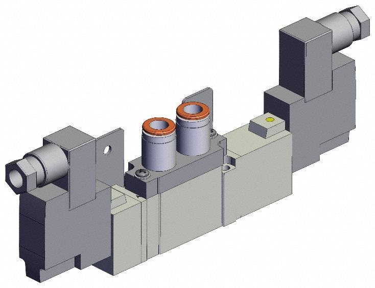 Solenoid Valve: SY7000 Series, Double Solenoid, Five-Way / Three-Position, 5 Ports, 24V DC, Closed