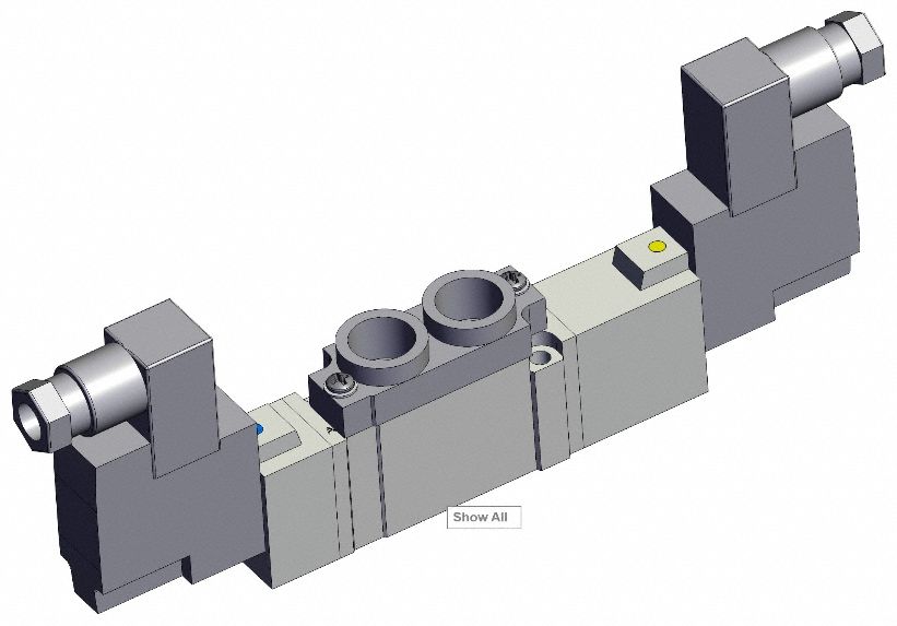 Solenoid Valve: SY7000 Series, Double Solenoid, Five-Way / Three-Position, 5 Ports, 24V DC, Exhaust