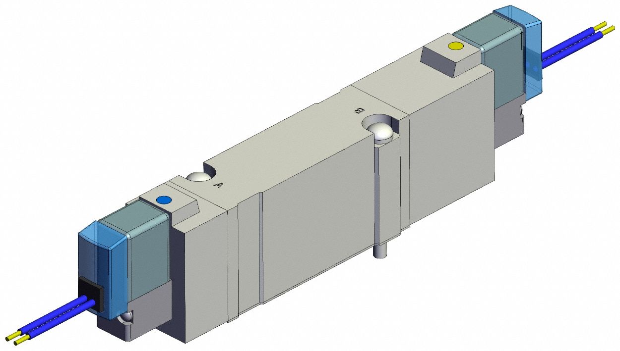 Solenoid Valve: SY7000 Series, Double Solenoid, Five-Way / Three-Position, 5 Ports, 24V DC, Exhaust