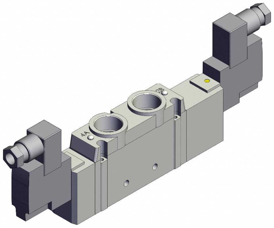 Solenoid Valve: SY9000 Series, Double Solenoid, Five-Way / Three-Position, 5 Ports, 24V DC, Closed