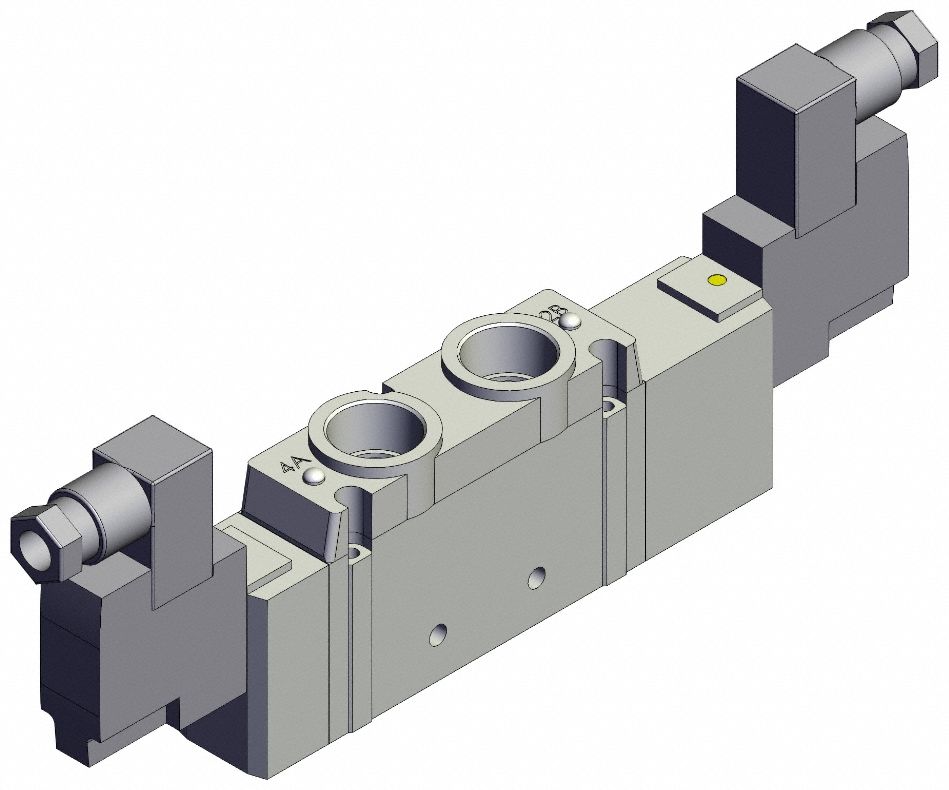 Solenoid Valve: SY9000 Series, Double Solenoid, Five-Way / Three-Position, 5 Ports, 24V DC, Exhaust