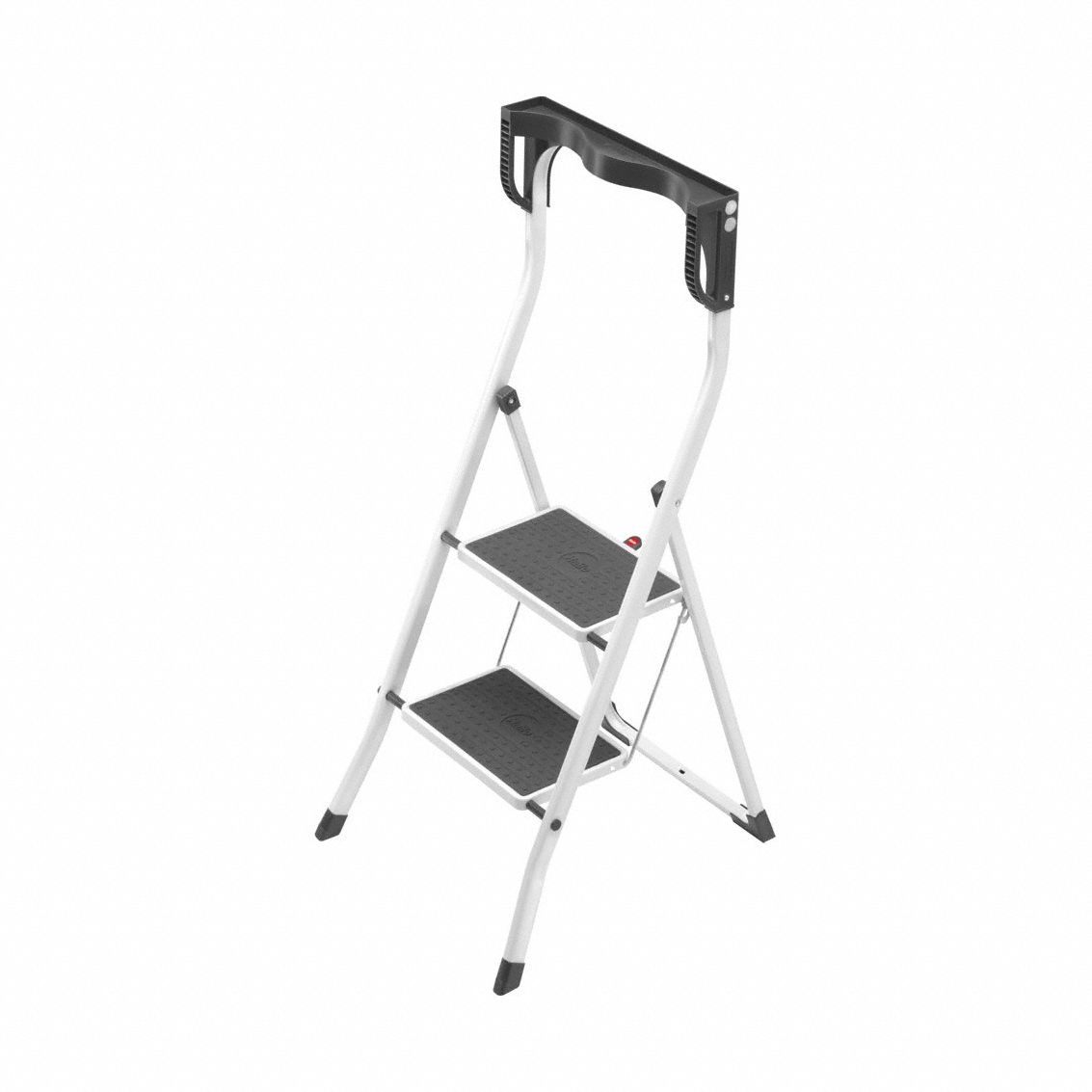 STEP STOOL, 2 STEPS, 3.6 FT OVERALL H, 330 LB LOAD CAPACITY, STEEL, 18.8 IN STANDING H