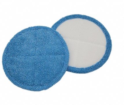 Scrubbing Pad: Deep Scrubbing, Blue, 8 in Dia, Non-Woven Synthetic Fiber, 1 PR