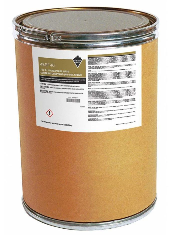 Sweeping Compound: Oil, Drum, 100 lb Container Size, Green