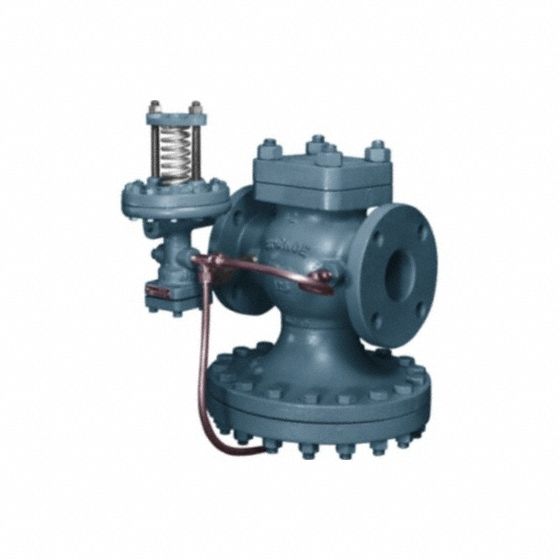 Pressure Regulator: 125 Flange x 125 Flange, 2 1/2 in x 2 1/2 in, Cast Iron, 450°F