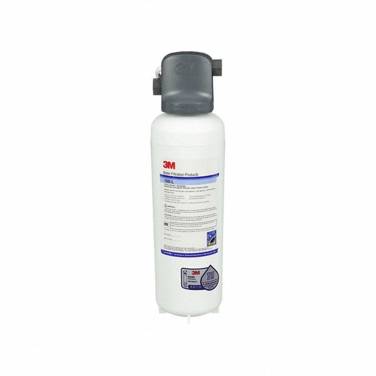 SOLVENTUM CORP DBA 3M HEALTHC Water Filter System: 0.2 micron, 2.5 gpm, 6,000 gal, 4 in Overall Dia (MPN DWS160-L). Key specifications — Connection Type: NPT; Filter Media: Prefilter Wrap; Reduces: P-Dichlorobenzene; Brand: SOLVENTUM CORP DBA 3M HEALTHC.