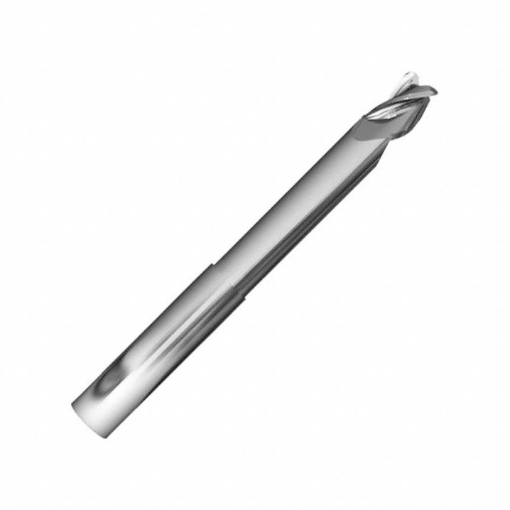 Square End Mill: Carbide, 3 Flute, 1" Mill Dia, 1-1/4" LOC, 5" OAL