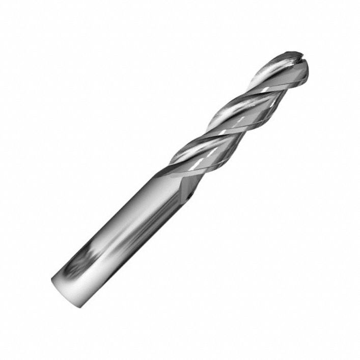 Ball End Mill: Carbide, 3 Flute, 1" Mill Dia, 1-1/4" LOC, 5" OAL, List 2045