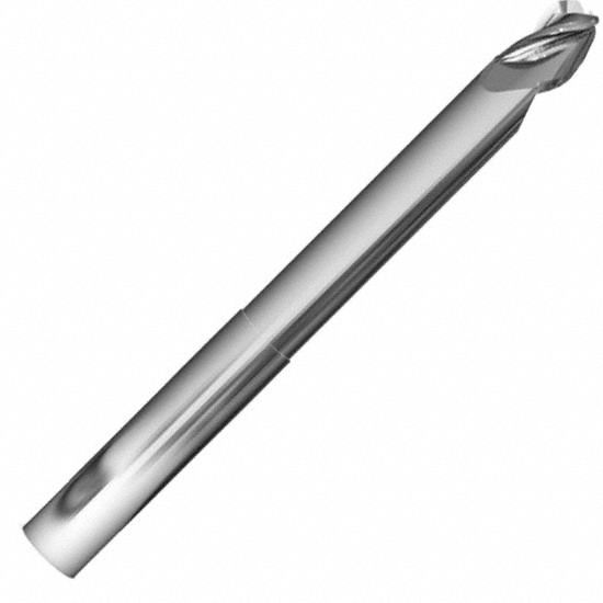 Ball End Mill: Carbide, 3 Flute, 1" Mill Dia, 1-1/4" LOC, 5" OAL, List 2047