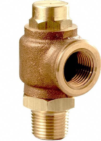 Adjustable Relief Valve: MNPT x FNPT, 1/4 in x 1/2 in, Bronze, 200 psi Max. Op Pressure
