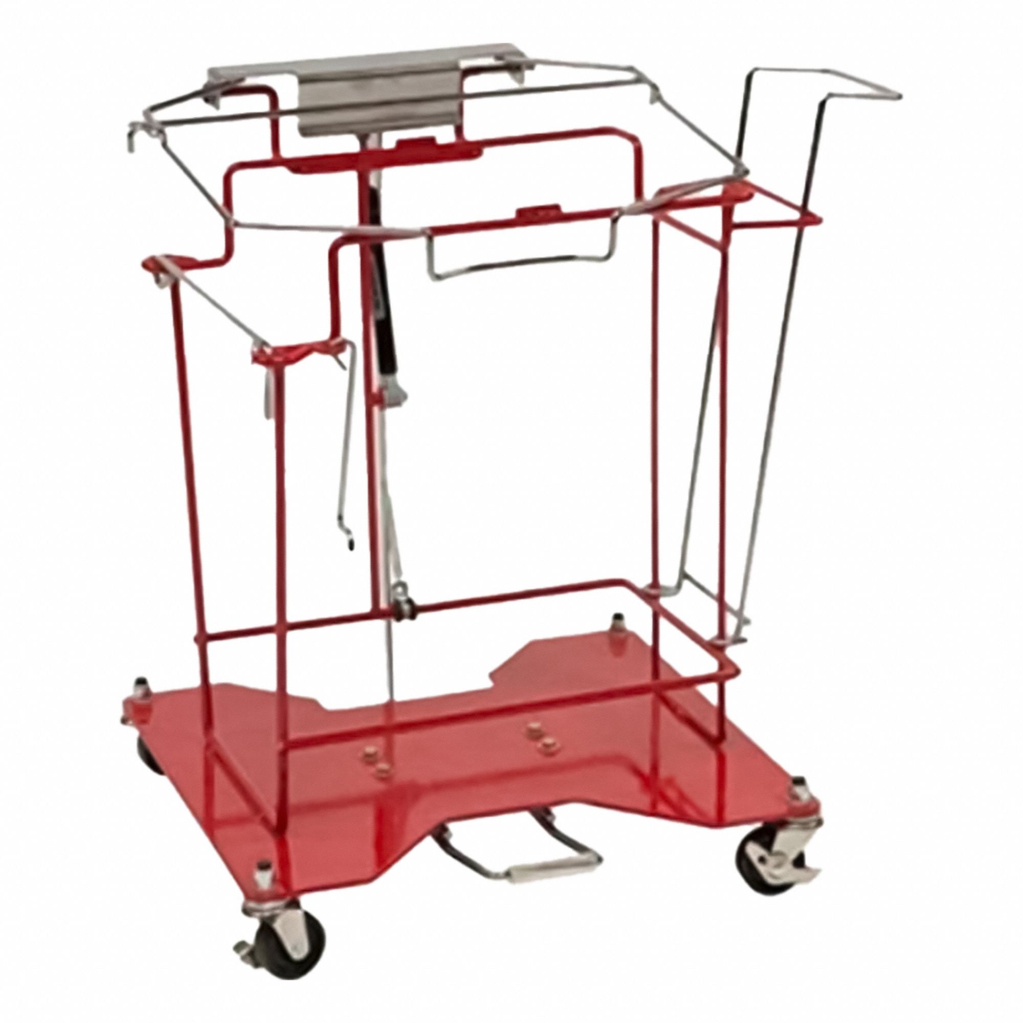 Foot Pedal Cart Metal 22 in H Red