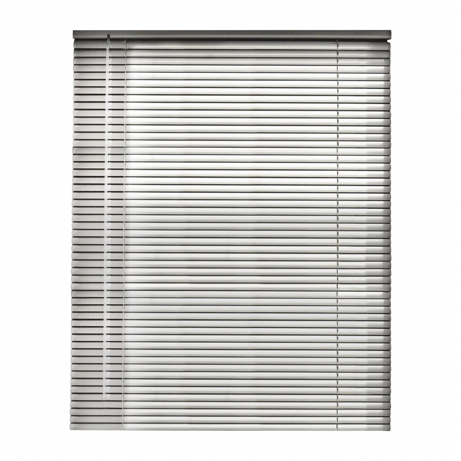 Cordless Aluminum Mini Blind: Silver, 30 1/2 in Wd, 48 in Ht, 2 in Dp, Aluminum