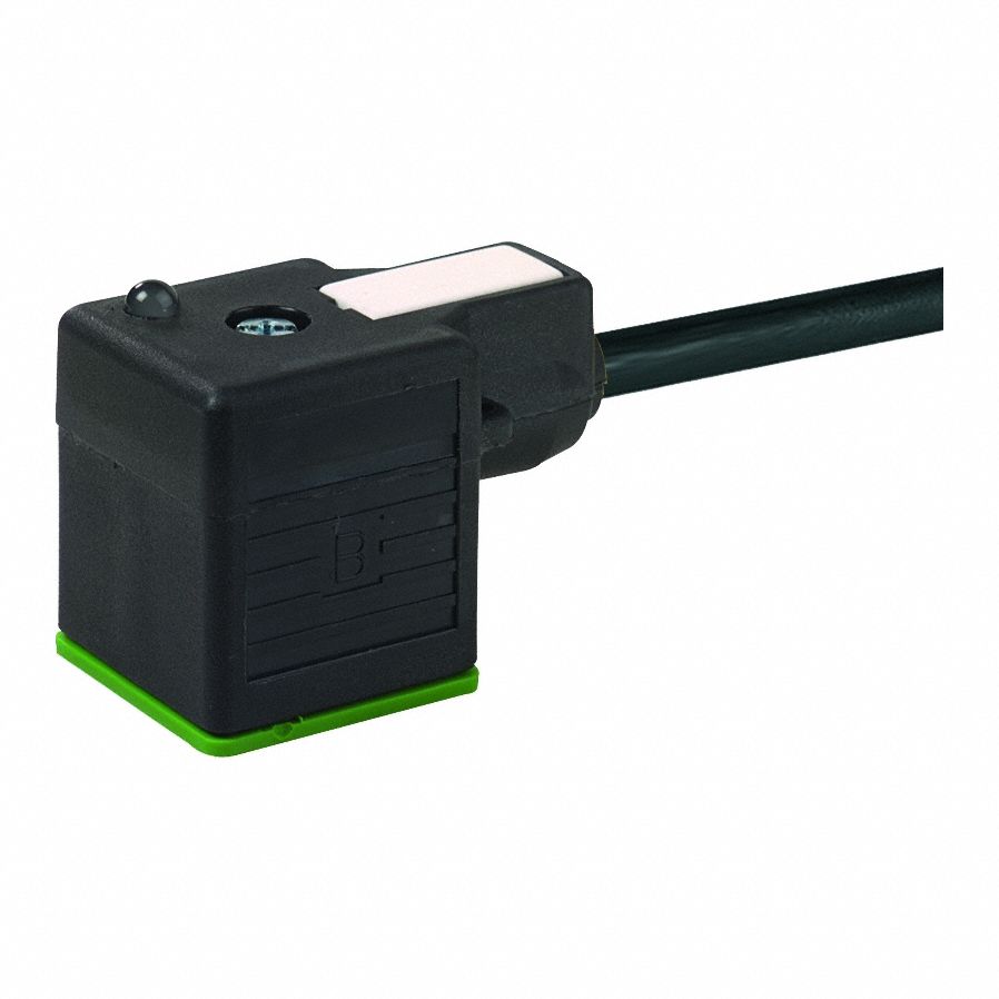 Cordset: MSUD A Female Right Angle x Bare Wire, 3 m Cable Lg, PUR, Black, 3 Pins