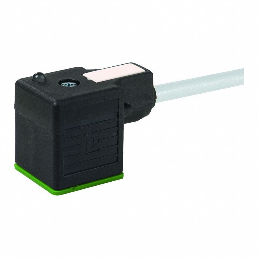 Cordset: MSUD A Female Right Angle x Bare Wire, 3 m Cable Lg, PUR, Gray, 3 Pins, IP67