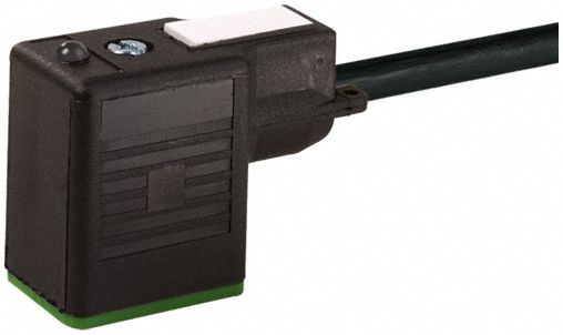 Cordset: MSUD BI Female Right Angle x Bare Wire, 5 m Cable Lg, PVC, Black, 3 Pins