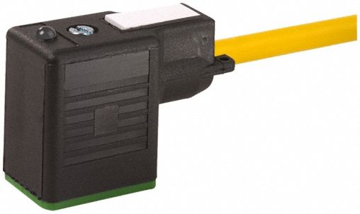 Cordset: MSUD BI Female Right Angle x Bare Wire, 5 m Cable Lg, PVC, Yellow, 3 Pins