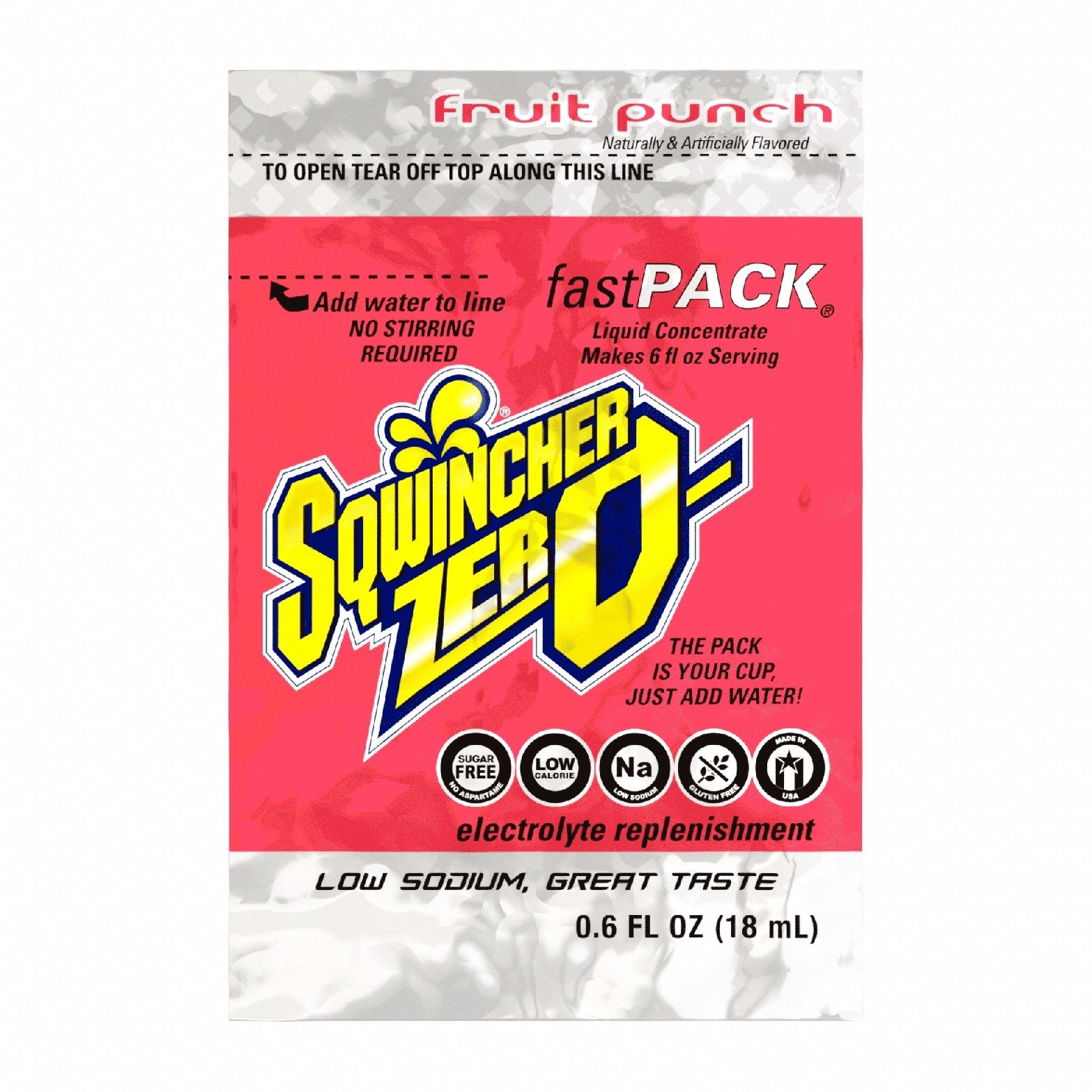 Sports Drink Mix: Fruit Punch, Single-Serve, 0.6 fl oz Concentrate Per Pack, 50 PK