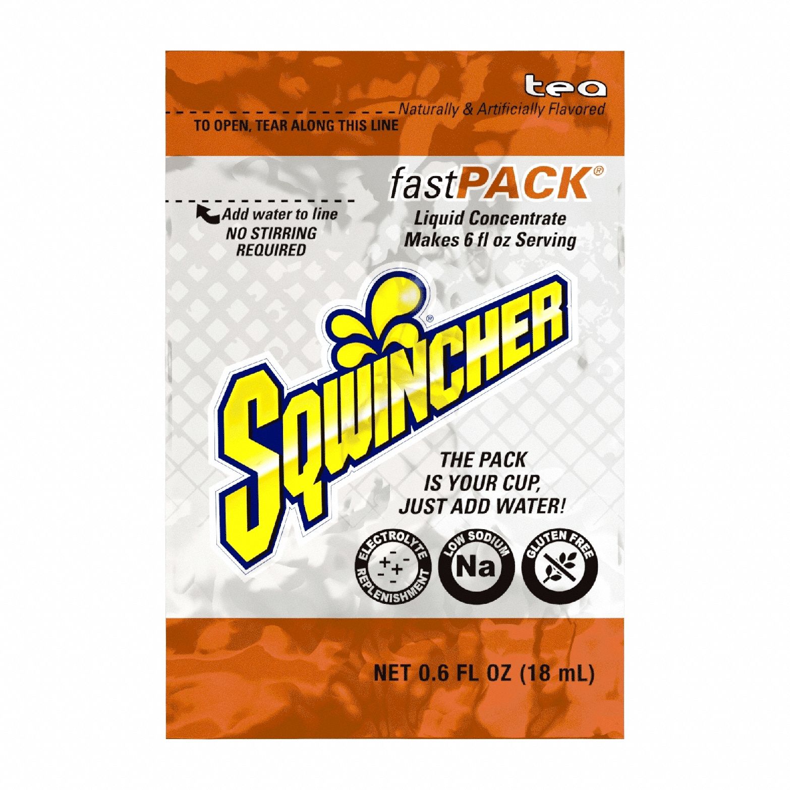 Sports Drink Mix: Tea, Single-Serve, 0.6 fl oz Concentrate Per Pack, Full-Sugar, 50 PK