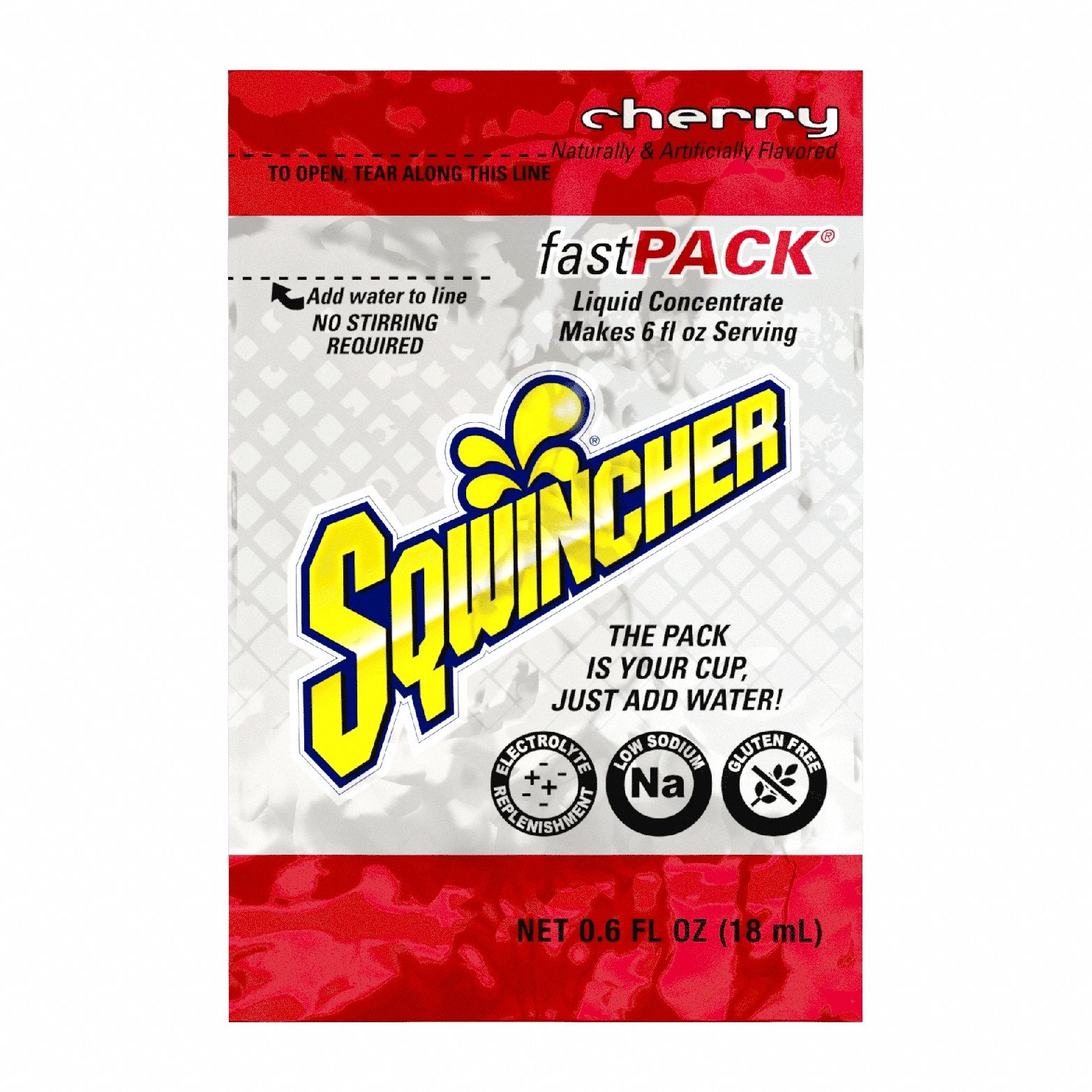Sports Drink Mix: Cherry, Single-Serve, 0.6 fl oz Concentrate Per Pack, Full-Sugar, 50 PK