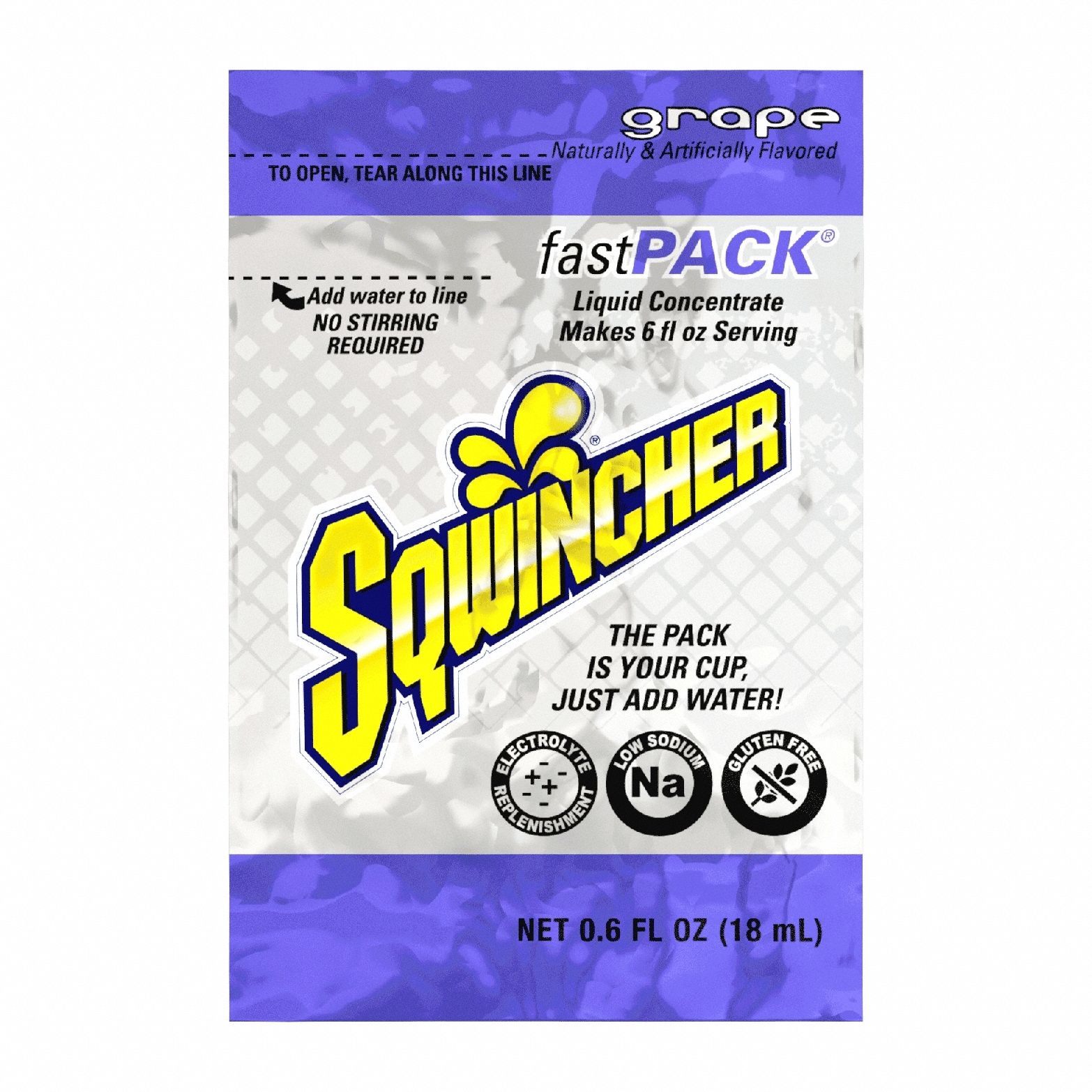 Sports Drink Mix: Grape, Single-Serve, 0.6 fl oz Concentrate Per Pack, Full-Sugar, 50 PK