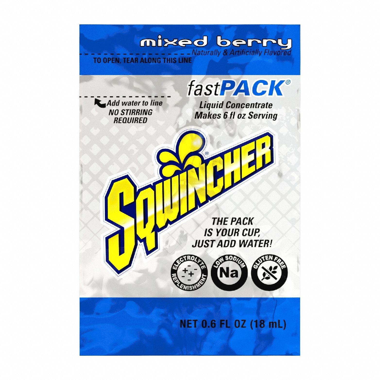 Sports Drink Mix: Mixed Berry, Single-Serve, 0.6 fl oz Concentrate Per Pack, 50 PK