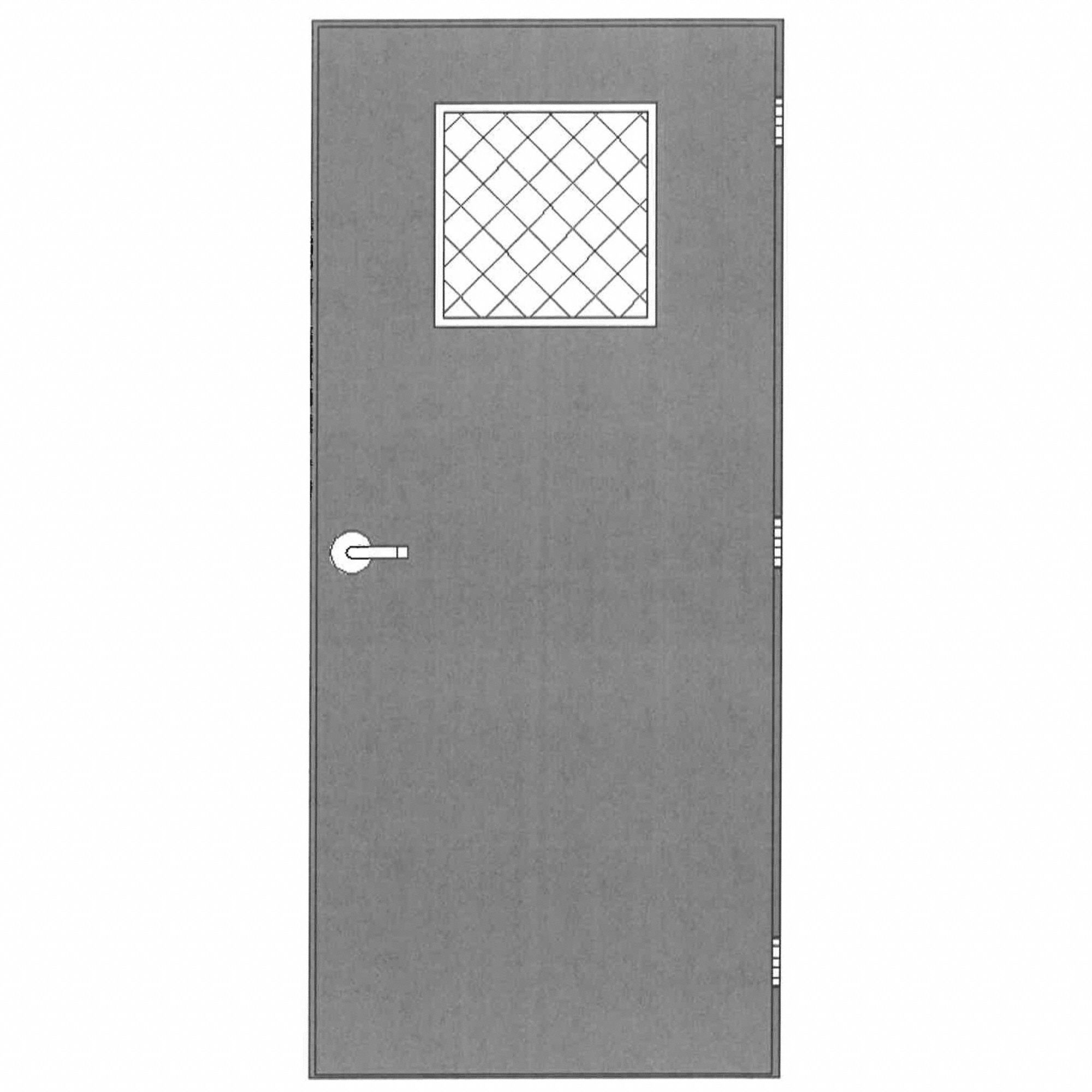 Steel Security Door with Frame: Prehung with Wire Glass, Cylindrical, Right