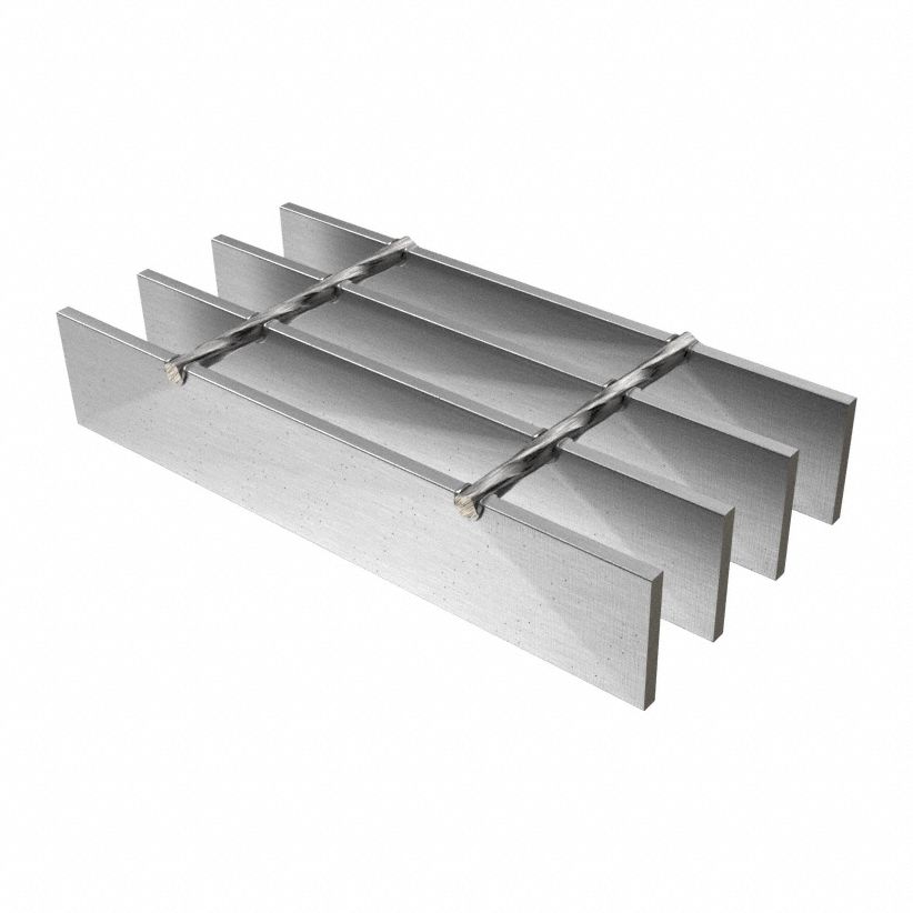 StainlessSteelBarGrating, 10ft-L, 24in-W: 304, 24 in x 10 ft (WxL), 0.125 in Bearing Bar Thick, Smooth