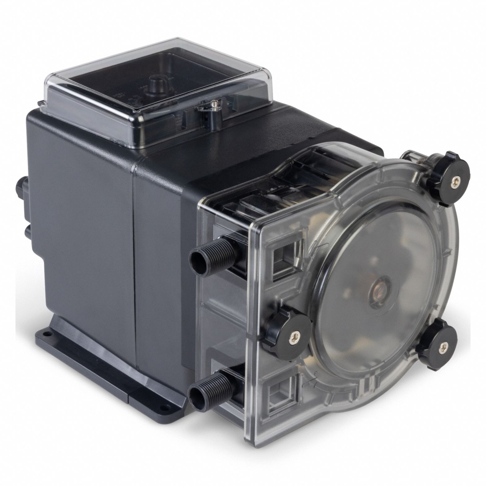 Peristaltic Chemical Metering Pump: 120V AC, 1/16 hp HP, 150 gpd Max. Flow Rate, Santoprene