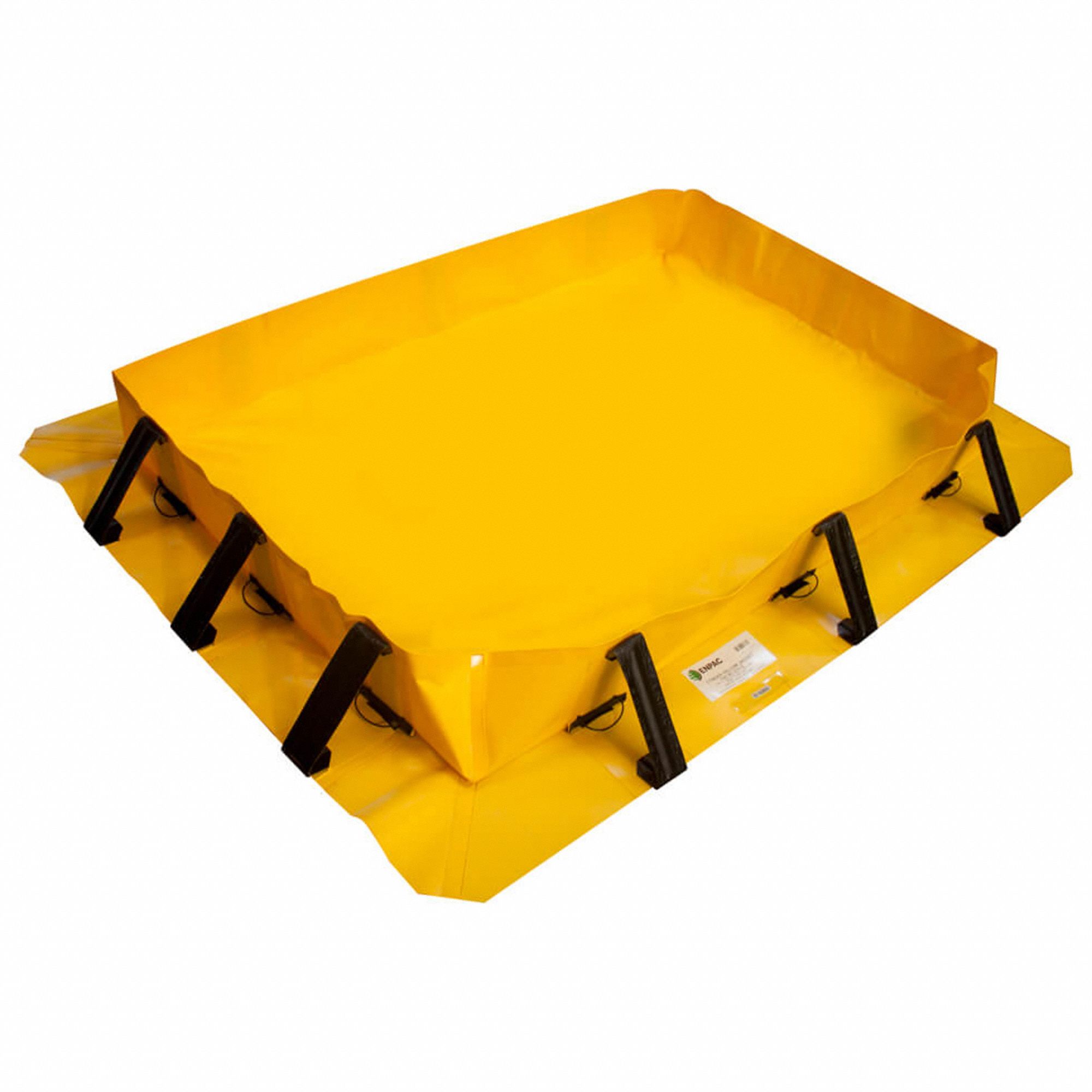 SNAP WALL CONTAINMENT BERM, 8 X 10 FT,400 GALLON CAPACITY, PVC, BLACK/YELLOW