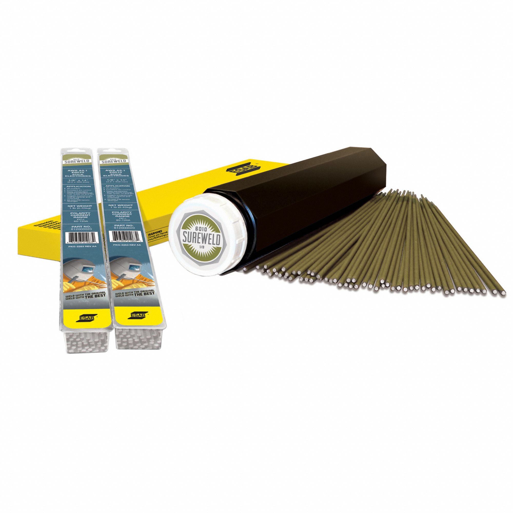 STICK ELECTRODE, STAINLESS STEEL, E308/308L-16, 5/32 X 14 IN, 5 LB, SUREWELD 308L