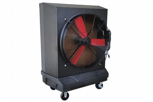 SKYBLADE Portable Evaporative Cooler: 3,200 sq ft – 3,200 sq ft, 5-15P, 115V AC, 10,000 cfm Airflow (MPN SM-36PRO-B-120). Key specifications — attr1152013: Variable; attr1151993: SKYBLADE.