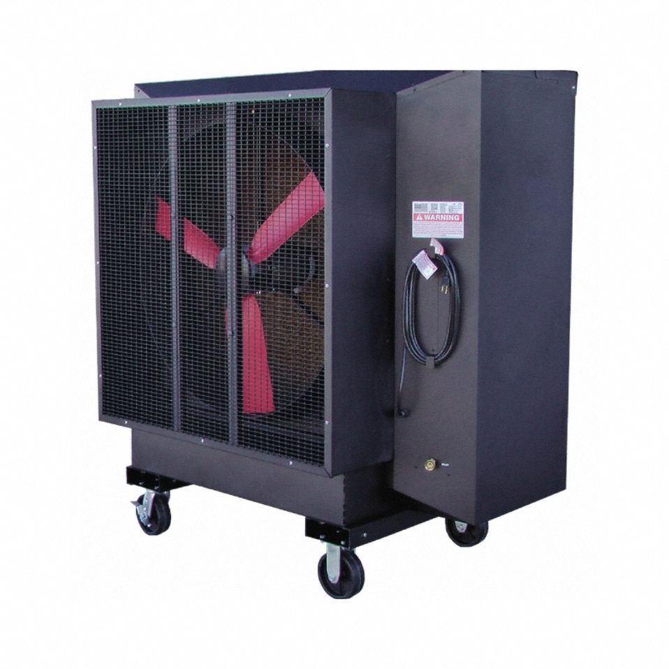 SKYBLADE Portable Evaporative Cooler: 3,000 sq ft – 3,000 sq ft, 5-15P, 115V AC, 10,000 cfm Airflow (MPN SM-36-B-120). Key specifications — attr1152013: Variable; attr1151993: SKYBLADE.