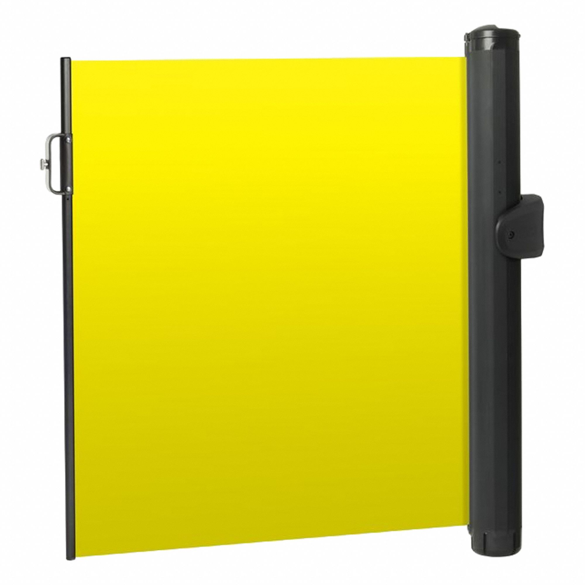 MODUS Mounted Barrier: Fixed Mount, 11 1/2 ft Belt Lg, No Pattern, Yellow, No Legend (MPN ZP+MB-Y-FML). Key specifications — Frame Color: Black; Brand: MODUS; Belt Color: Yellow.