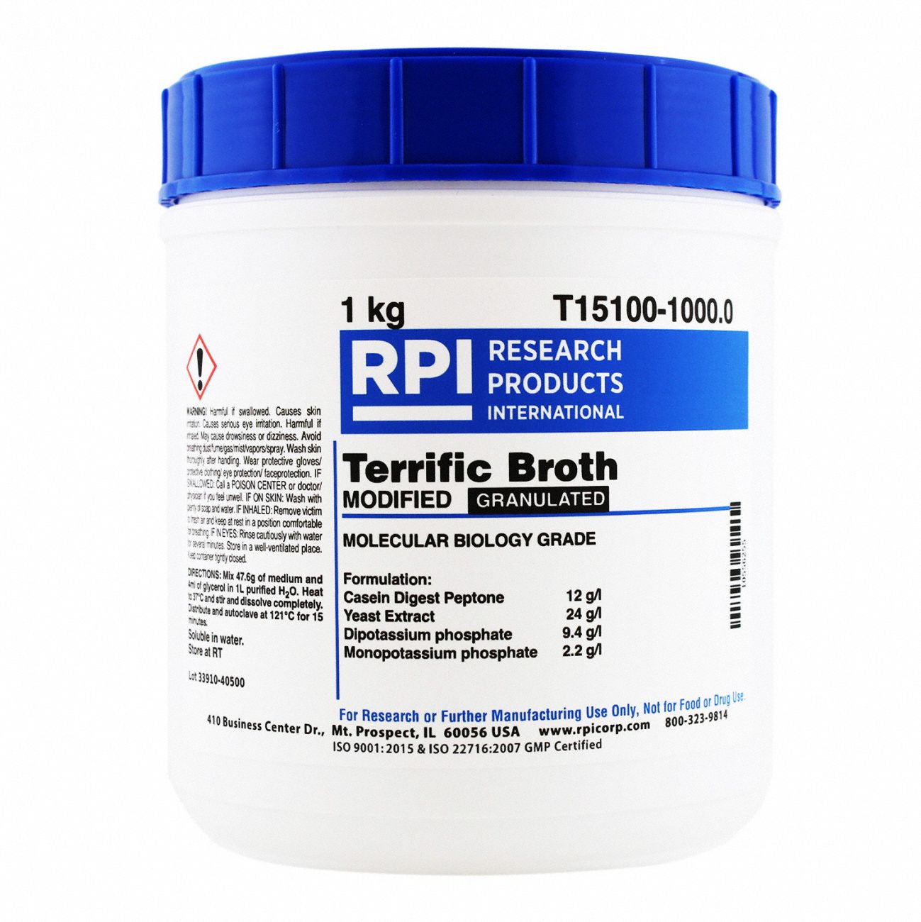 Terrific Broth, Modified: Lab, 1 kg, 7758-11-4/7778-77-0/8013-01-2/91079-40-2, Reagent, Granular, 1